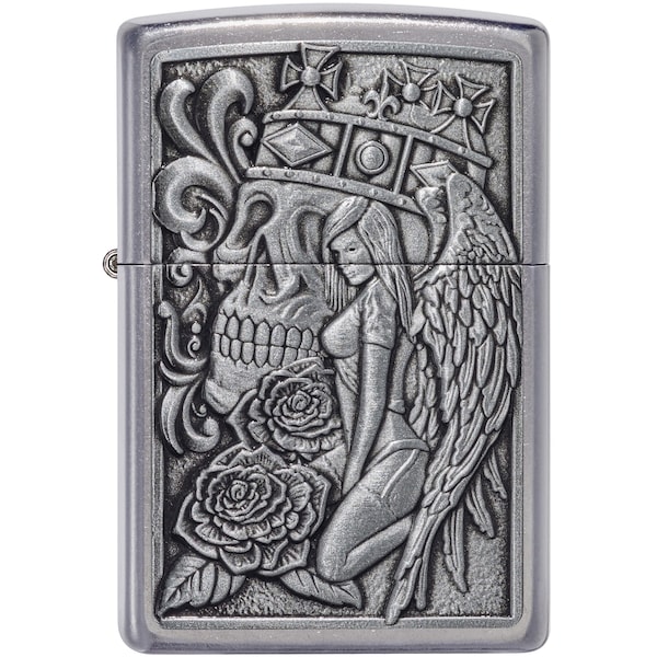 Zippo 2024 Zippo Street Chrome Skull And Angel Emblem, ZIP-49442 - main